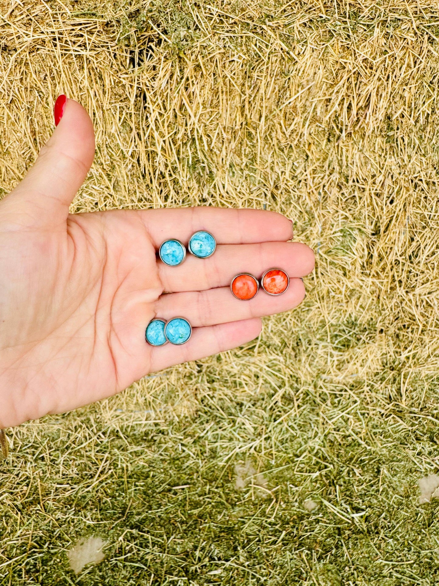 Genuine Turquoise Stud Earring stud - Kingman Turquoise