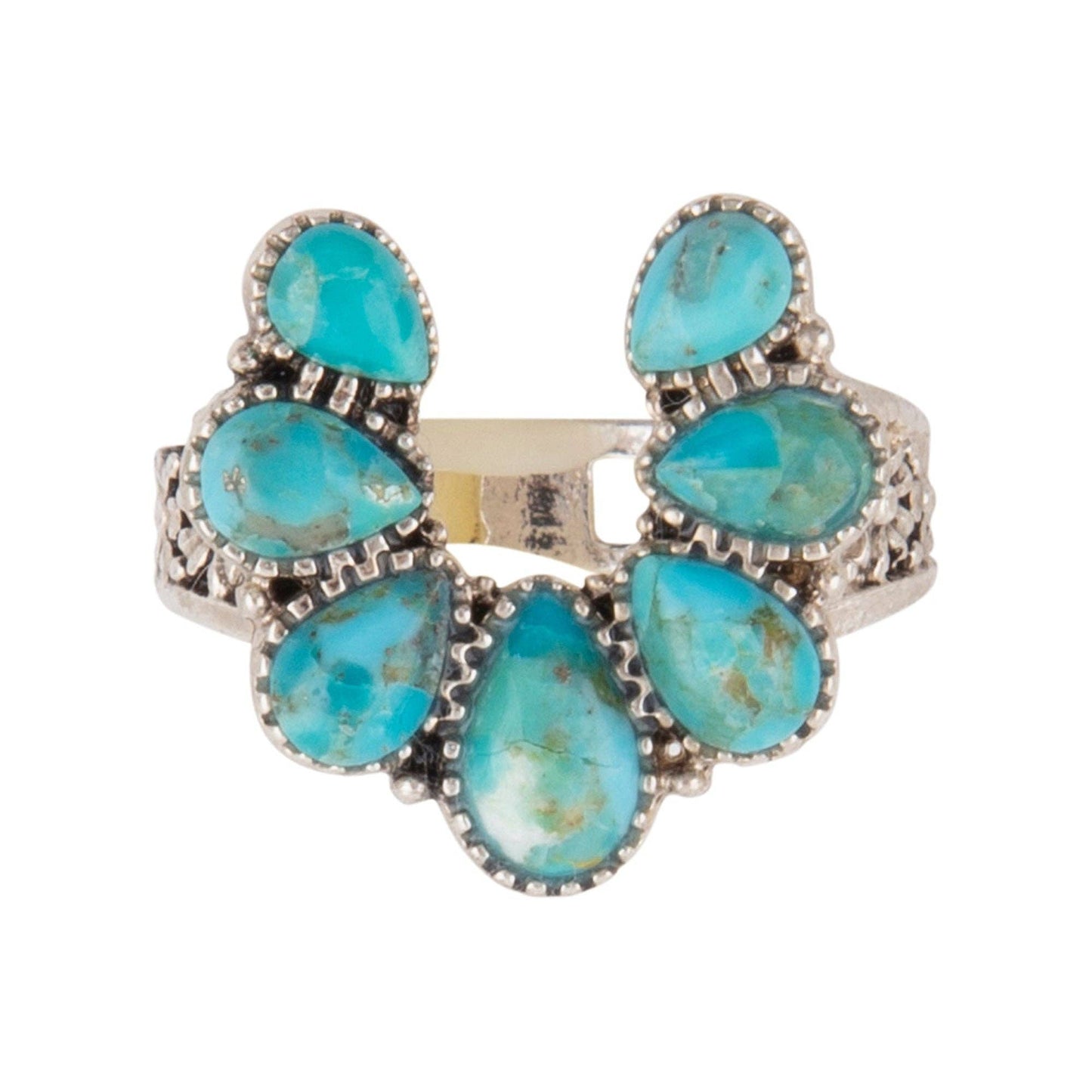 Barse Jewelry - Floral Blue Turquoise and Silver Ring - 8