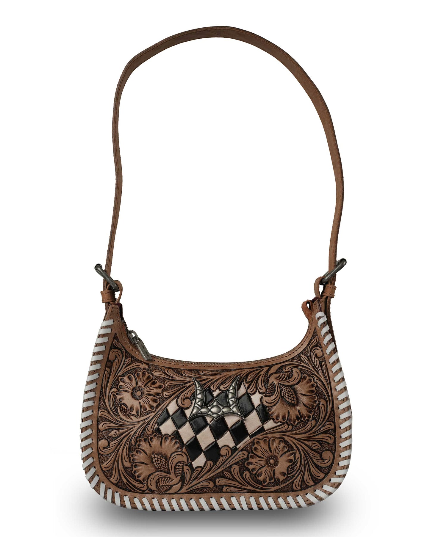 Loyal West - HANDTOOLED DANNIA MEDIUM PURSE – CHECKERED EDITION