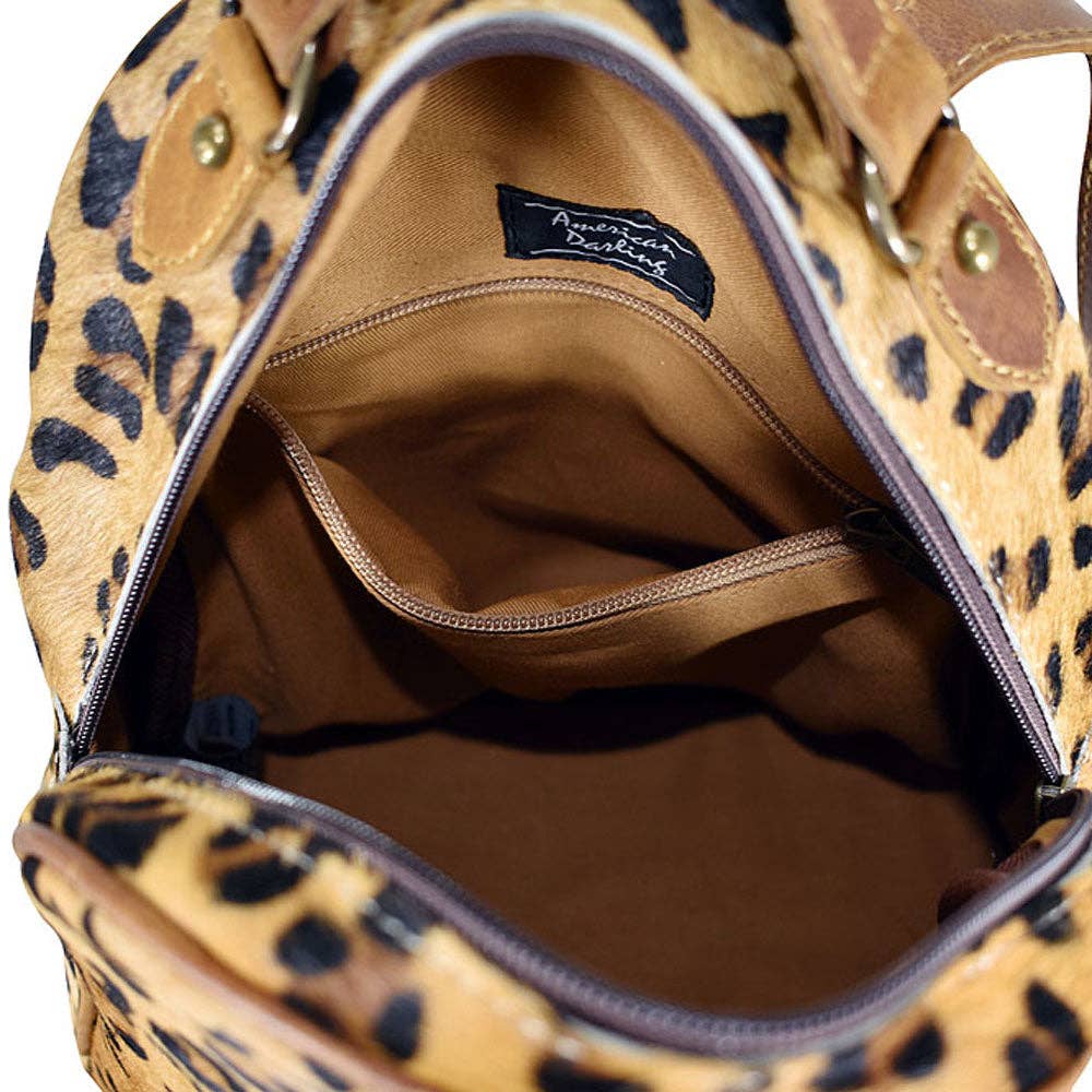LS Western - ADBGS156 Printed Cowhide Leather Backpack with Tooled Floral Pocket - Western Wild Style - ADBGS156AF