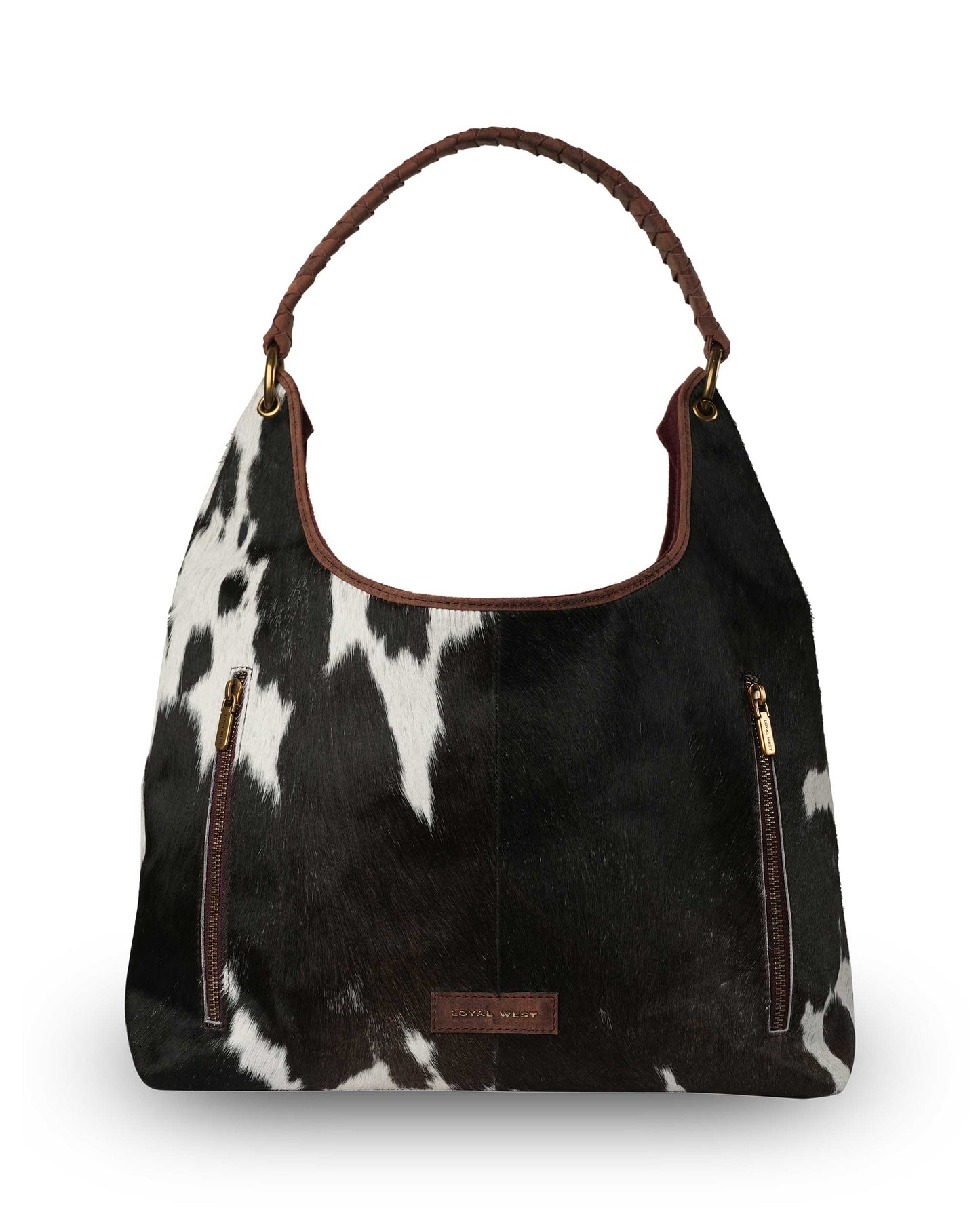 Loyal West - LW Large Purse - Black & White Cowhide With Oiled Ruby Leather