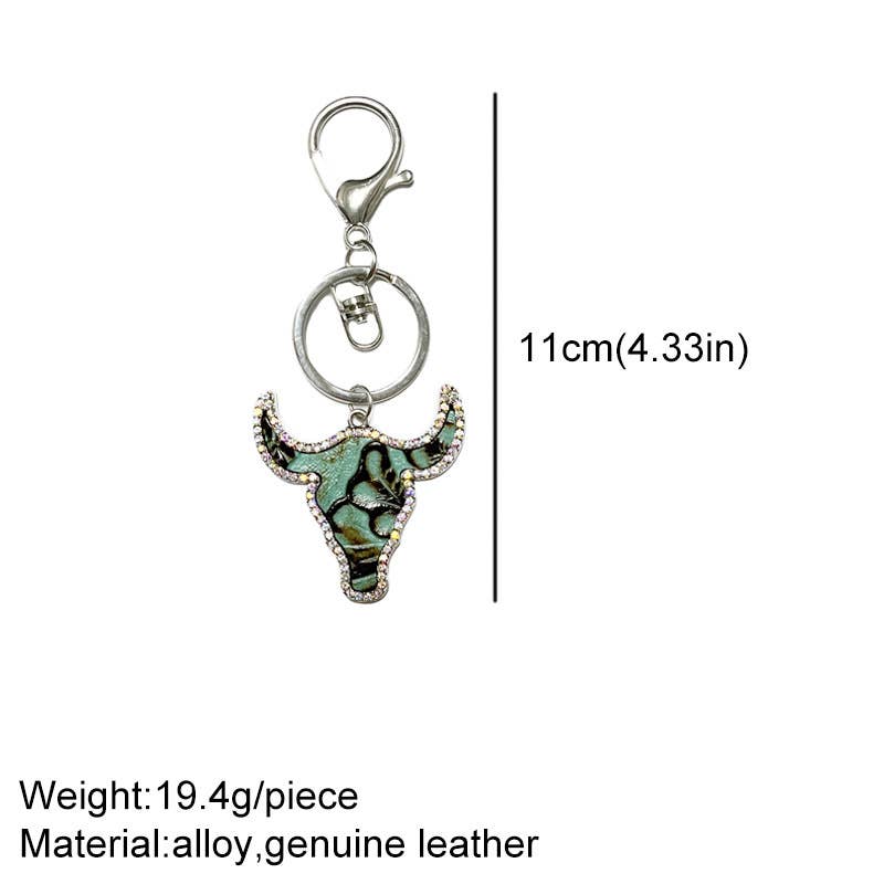 MKS America - Shiny Rhinestone Bull Head Keychain - Color_2 / M