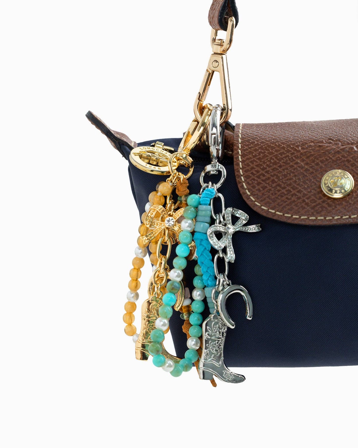Sessori - Western Turquoise Bow Bead Rope Bag Charm