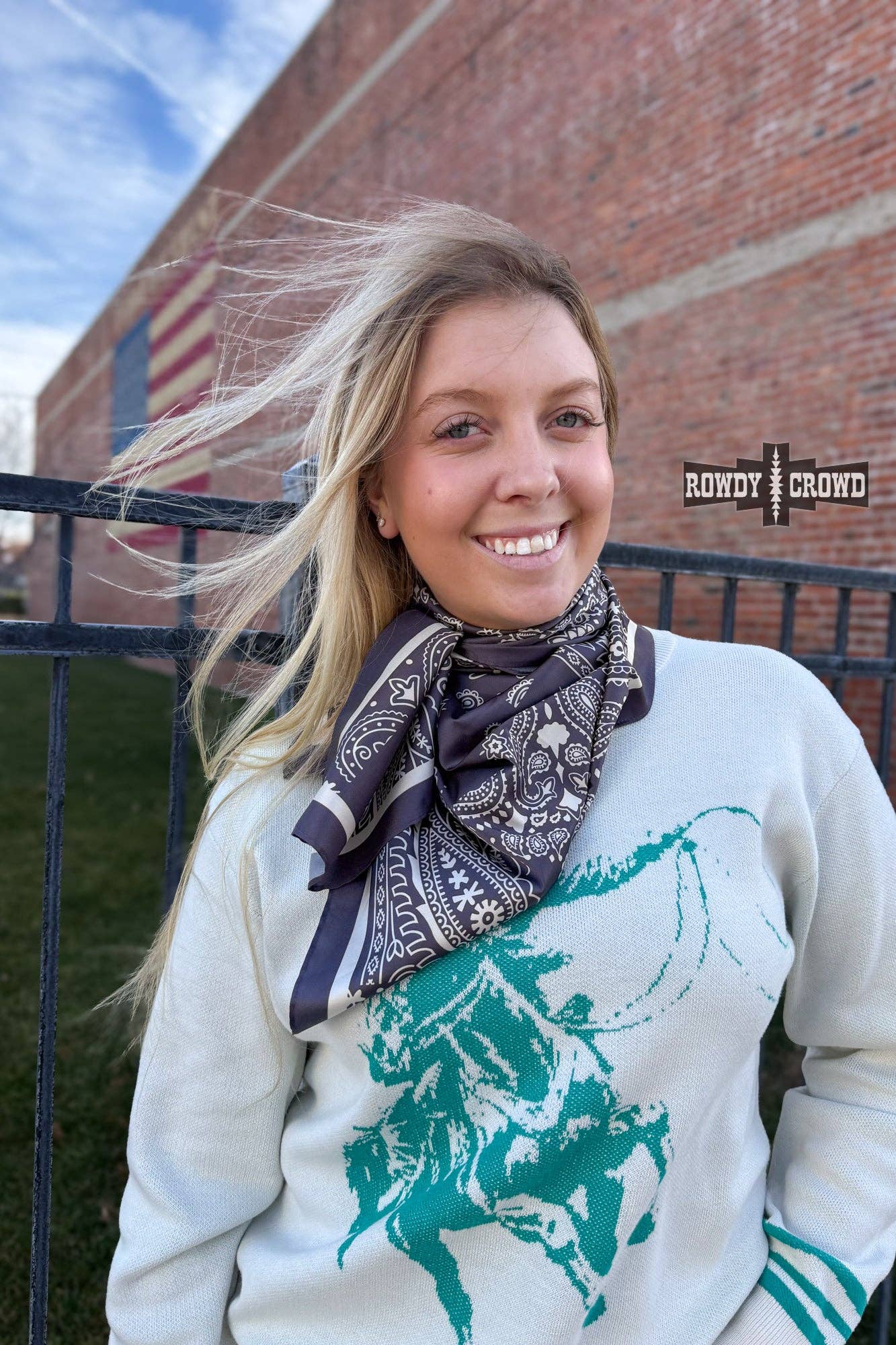 Rowdy Crowd Clothing - CHARCOAL Paisley Creek Wild Rag