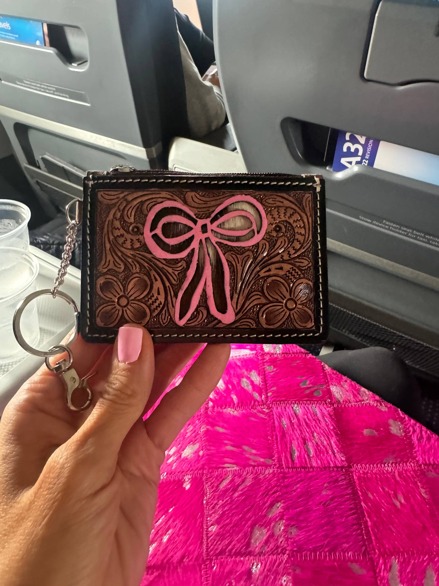 Boho Ranch Shop - Tooled Leather Keychain Wallet Thunderbird Longhorn Bow Hat - THUNDERBIRD