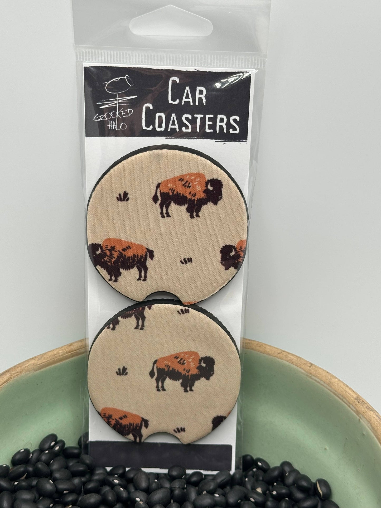 Crooked Halo - Bison Set of 2 Neoprene Car Coasters