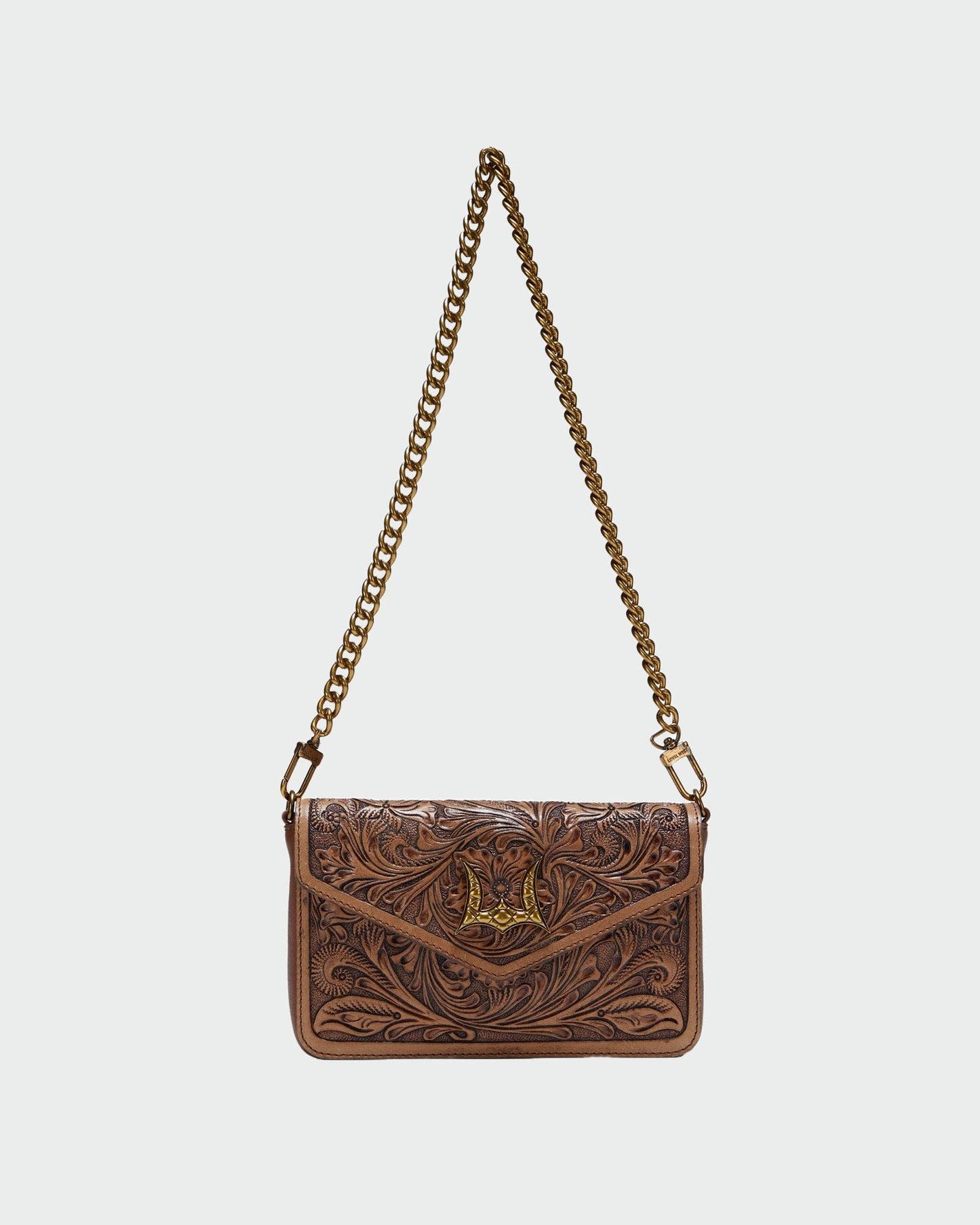 Myra Bag - Loyal West The On The Go Mini Chain Bag- In Brown & White Cowhide And Calfskin - Single