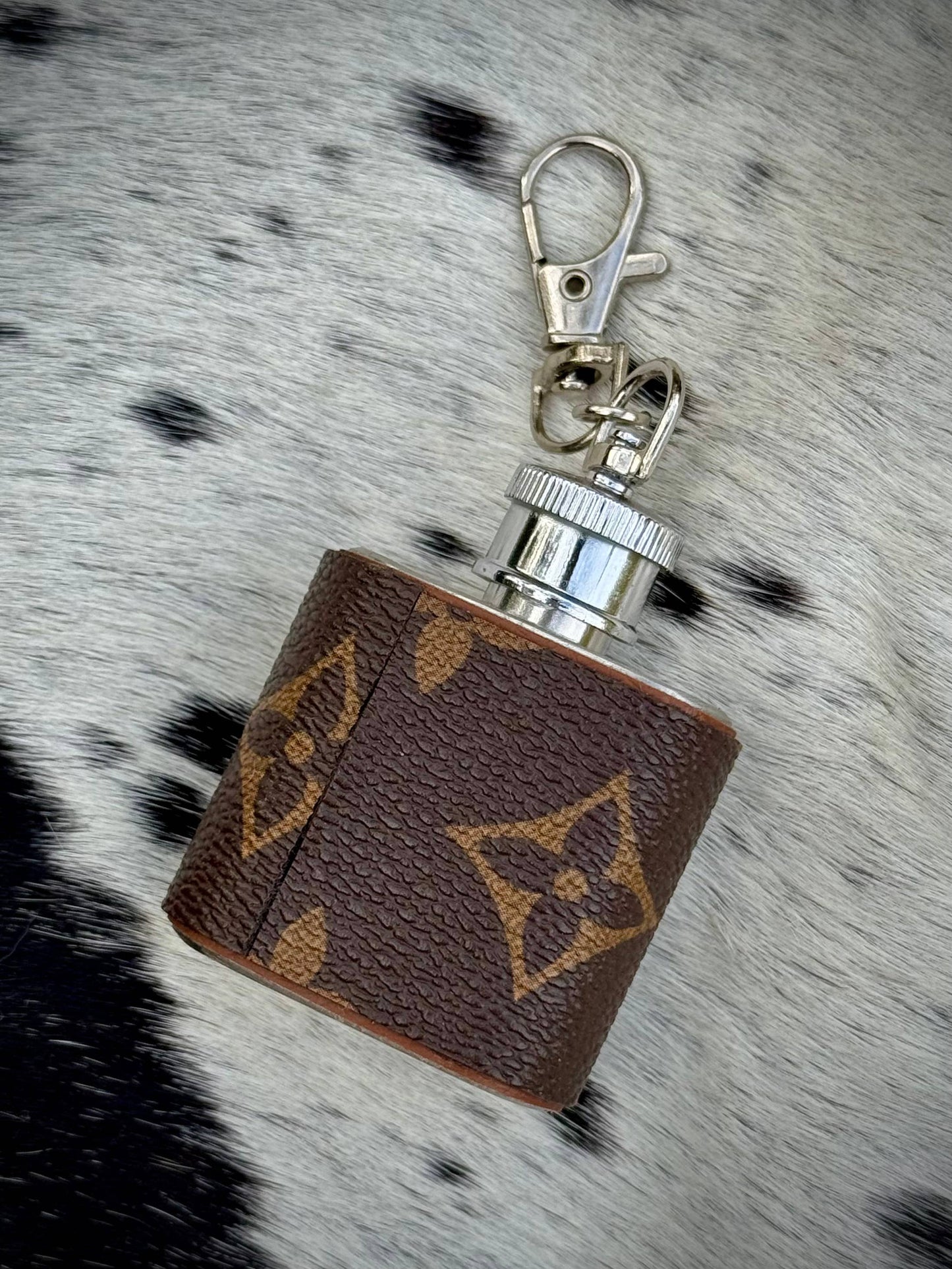 Southern Junkie Gypsy Boutique - Upcycled LV Mini Flask Bag Charm Keychain Western