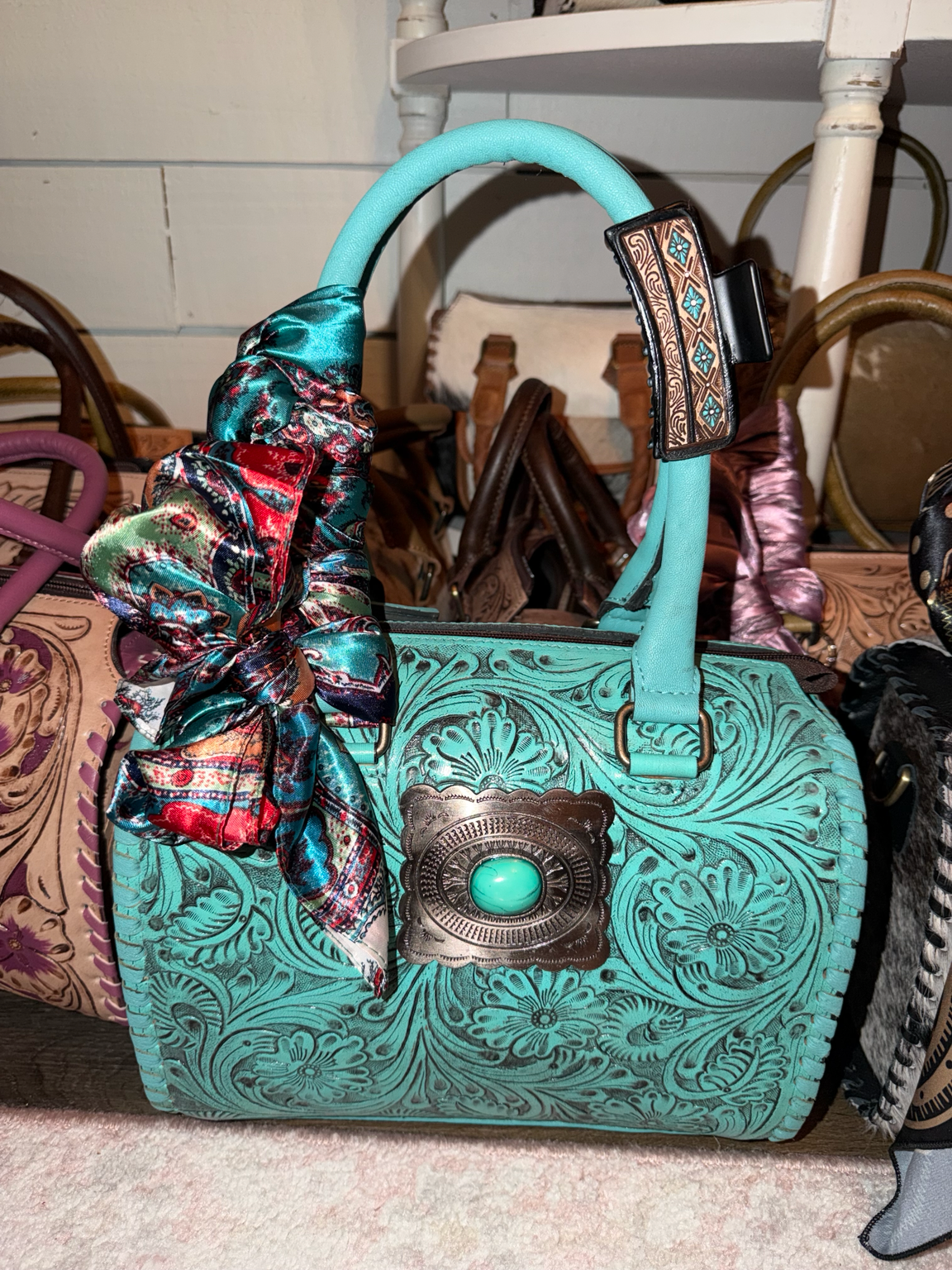 Blue haven medium speedy handbag with wild rag & clip included!