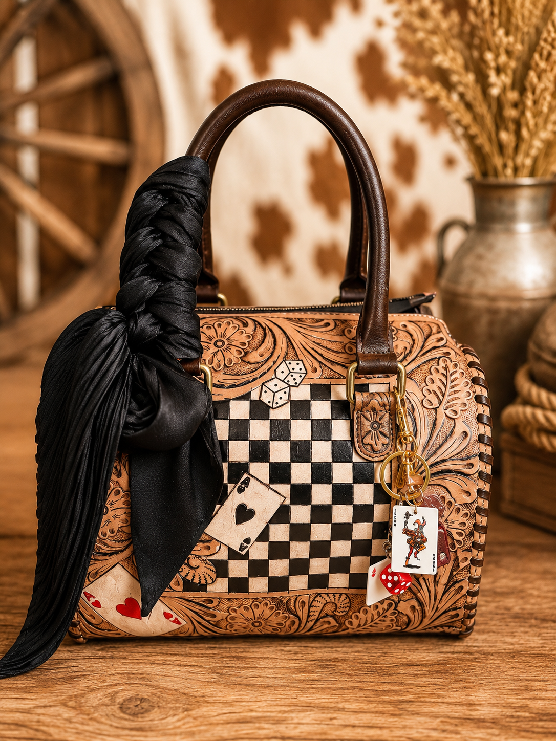 High stakes medium speedy handbag with accessory set included!