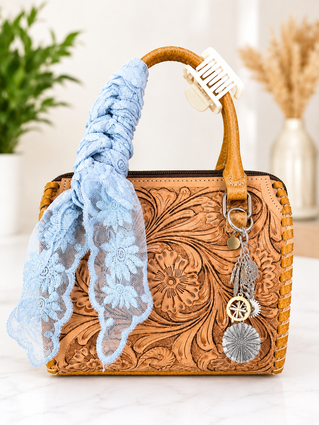 Powder & prairie small speedy handbag with accessory set included! Exclusively at glitter & grit!