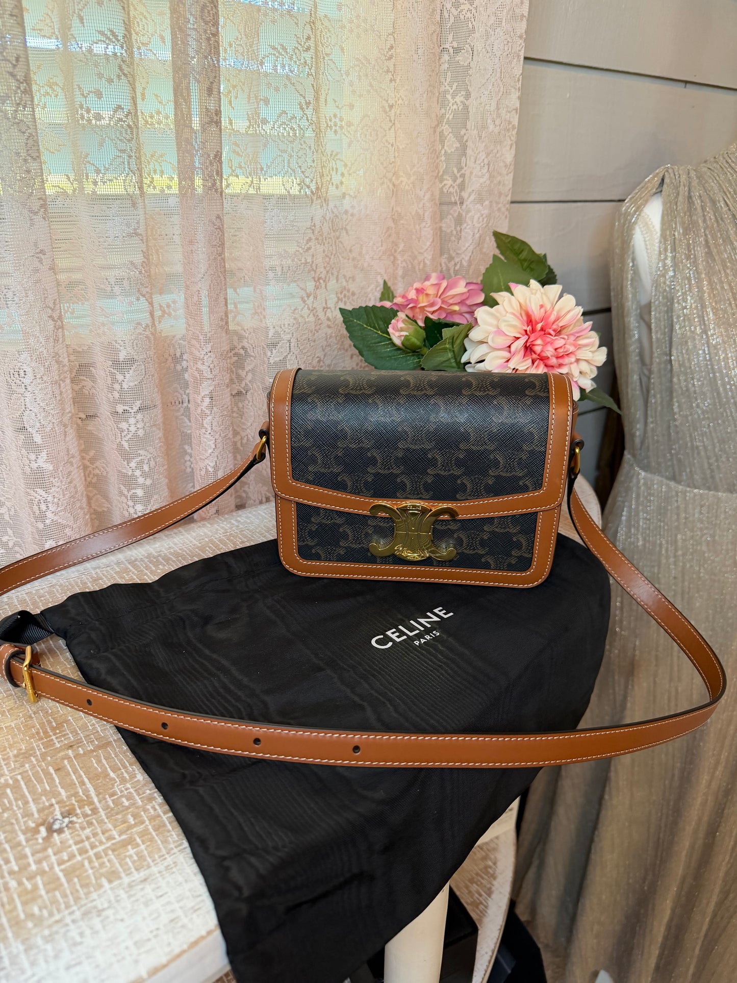 Celine Triomphe Bag in Triomphe Canvas & Calfskin- Brand new never used 2025