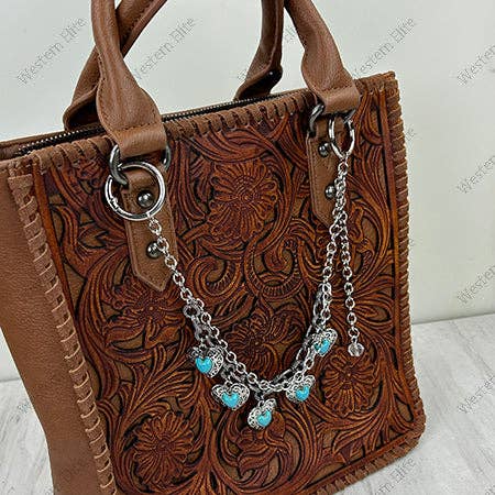 Western Elite Jewelry - PC260418-11 12'' Silver metal chain with heart charms Purse chain