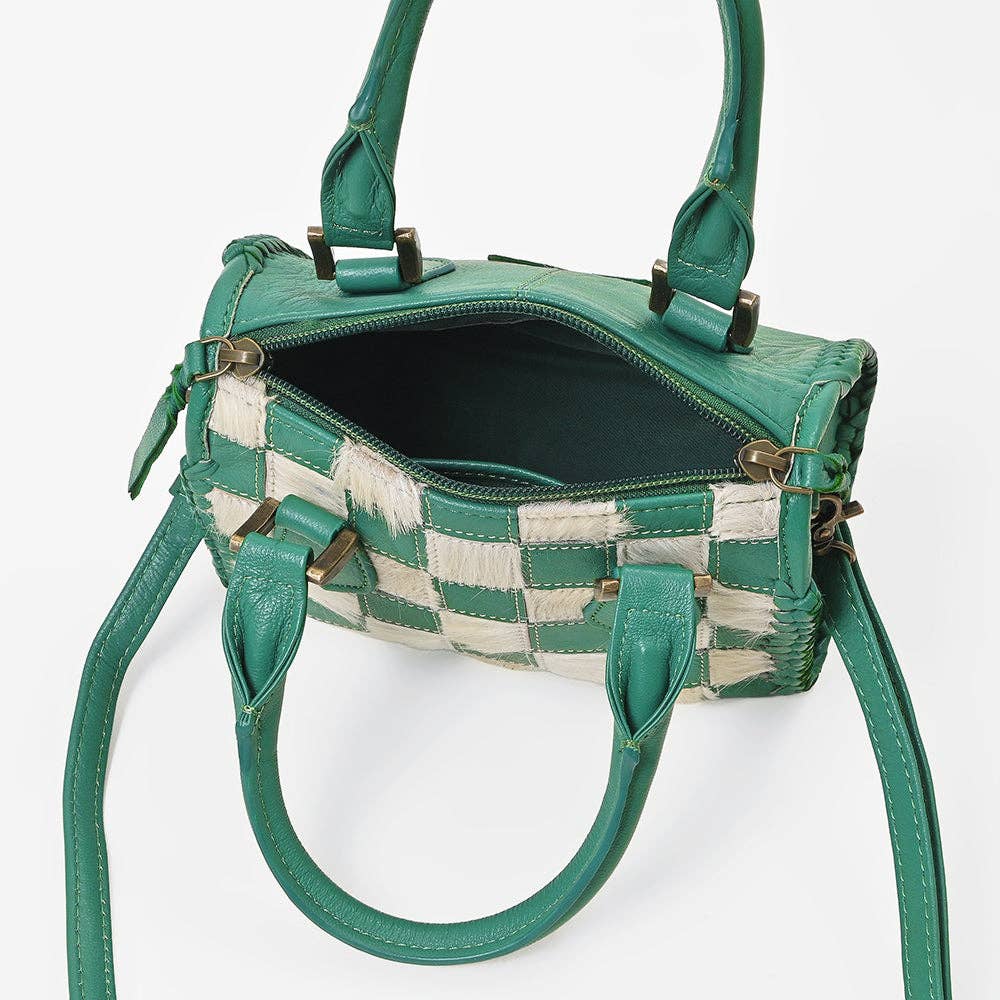 LS Western - ADBGM1087 American Darling Hair on Leather Woven Checkered Handbag