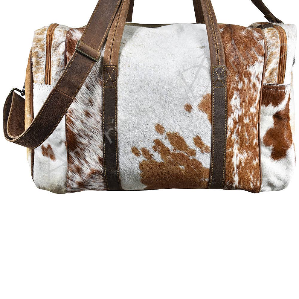 American Darling Duffel Bag - Handcrafted Hair-On Cowhide & Genuine Leather Travel Bag - ADBG254CHE