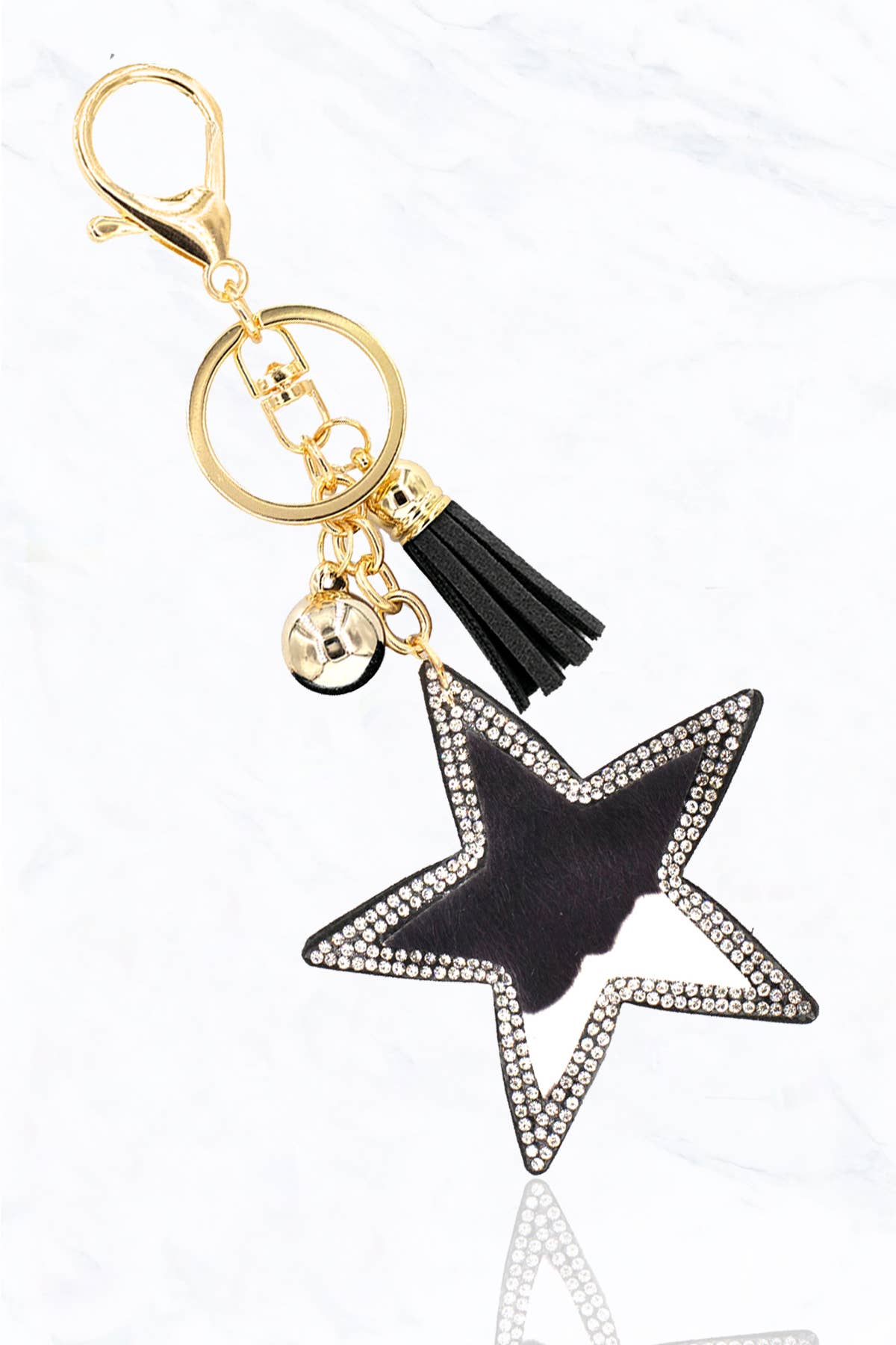 Suzie Q USA - Animal Pattern Fur, Star Cushion Keychain - Leopard