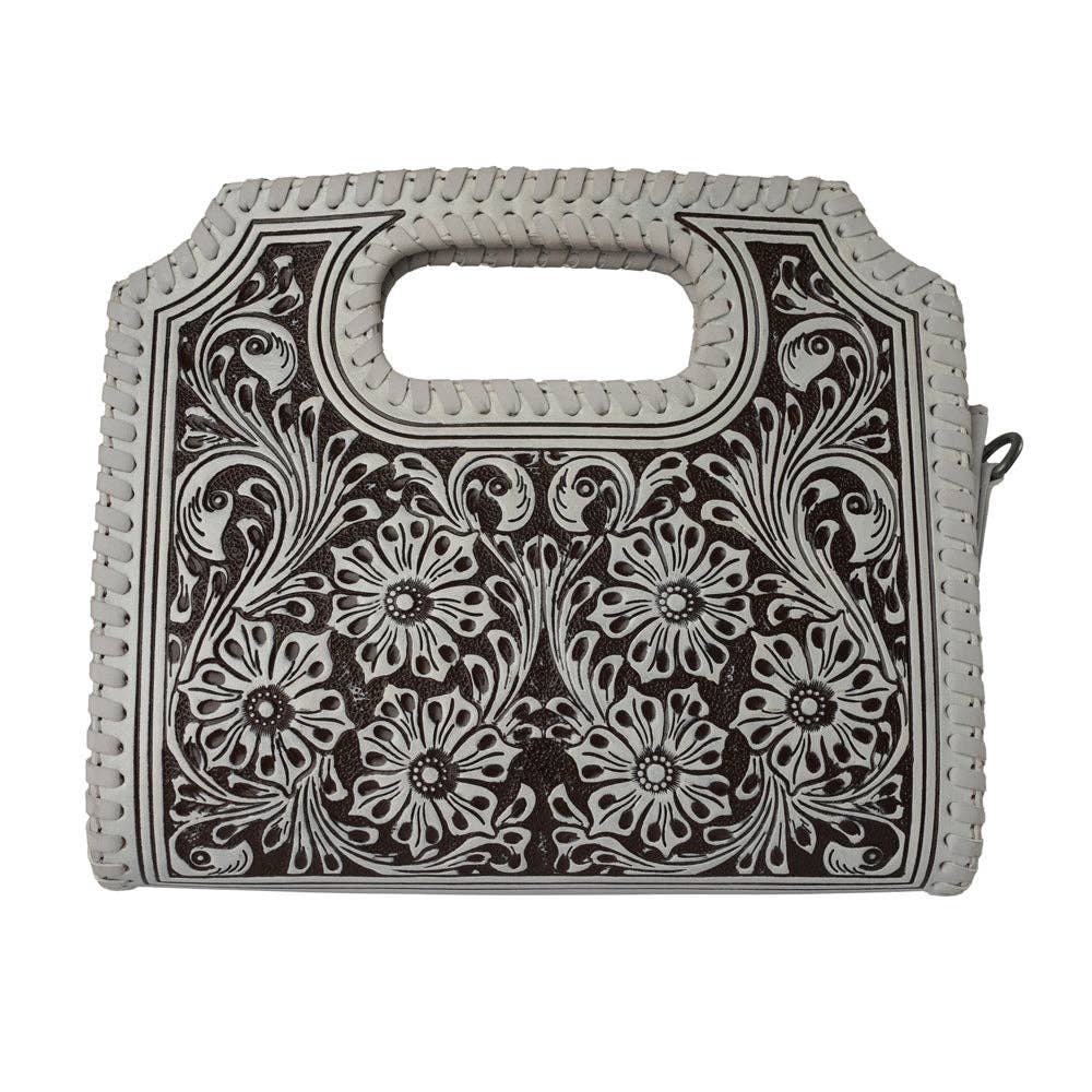 Myra Bag - Handtooled Alma Medium Handbag - Ivory Dust - Ivory Dust