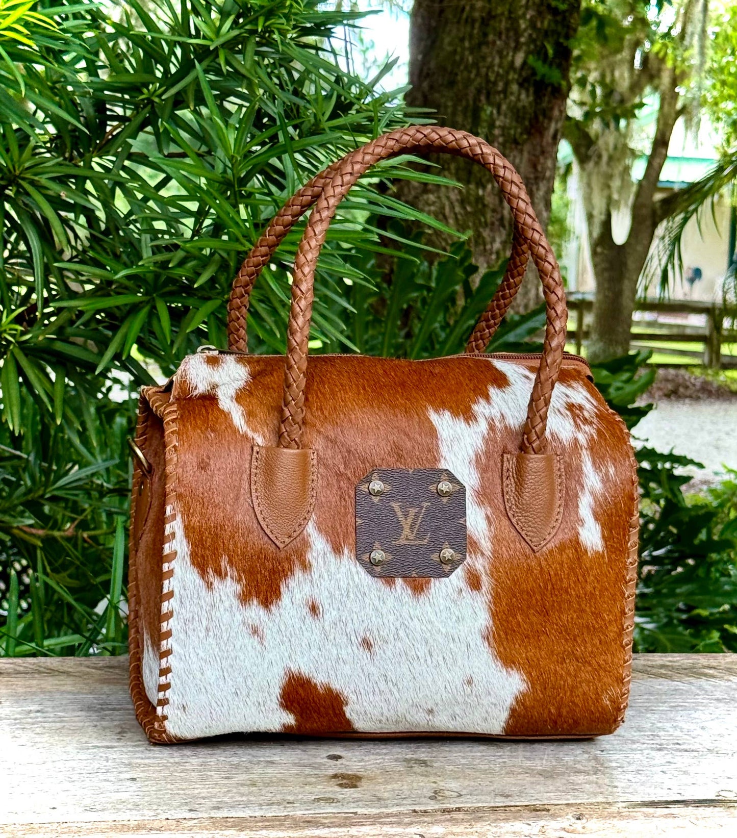 Southern Junkie Gypsy Boutique - Upcycled LV Cowhide Leather Speedy Bag Western Texas Star