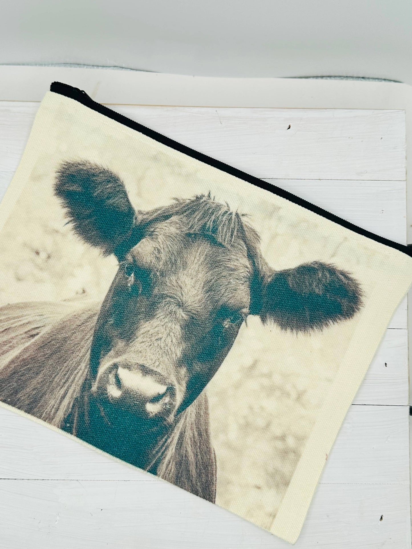 Crooked Halo - Black Cow Zipper Bag