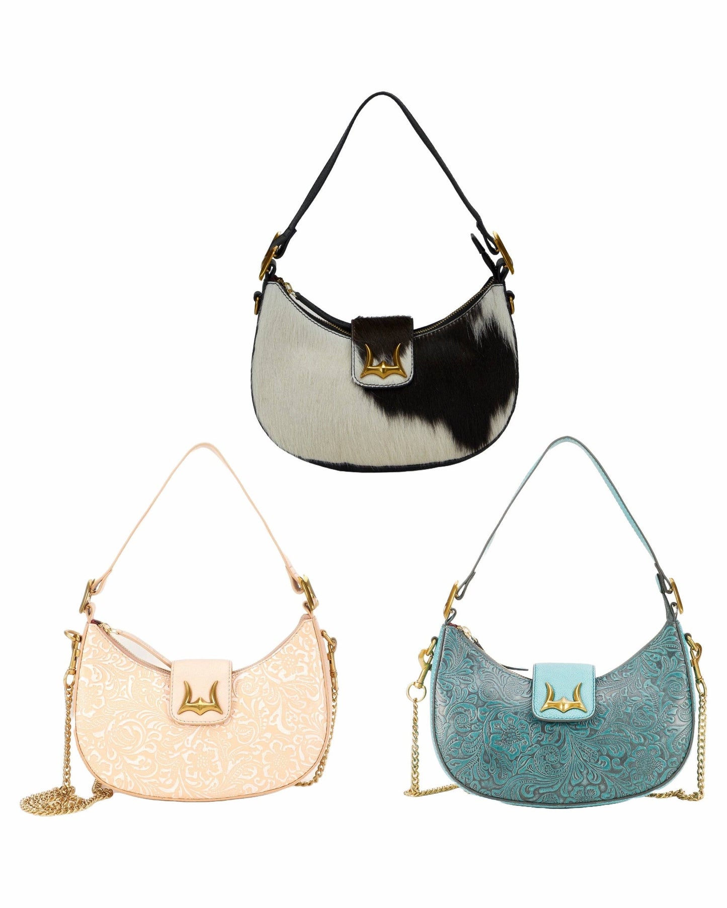 Myra Bag - Loyal West Hobo Medium Purse Turquoise Floral - Turquoise Floral Leather / Single