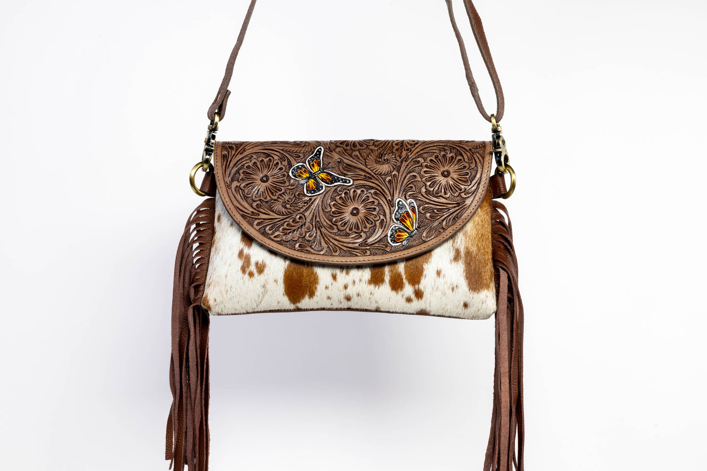 Leather Impressions Inc - Brown Western Shoulder Bag with Butterfly ABHB 18-25203
