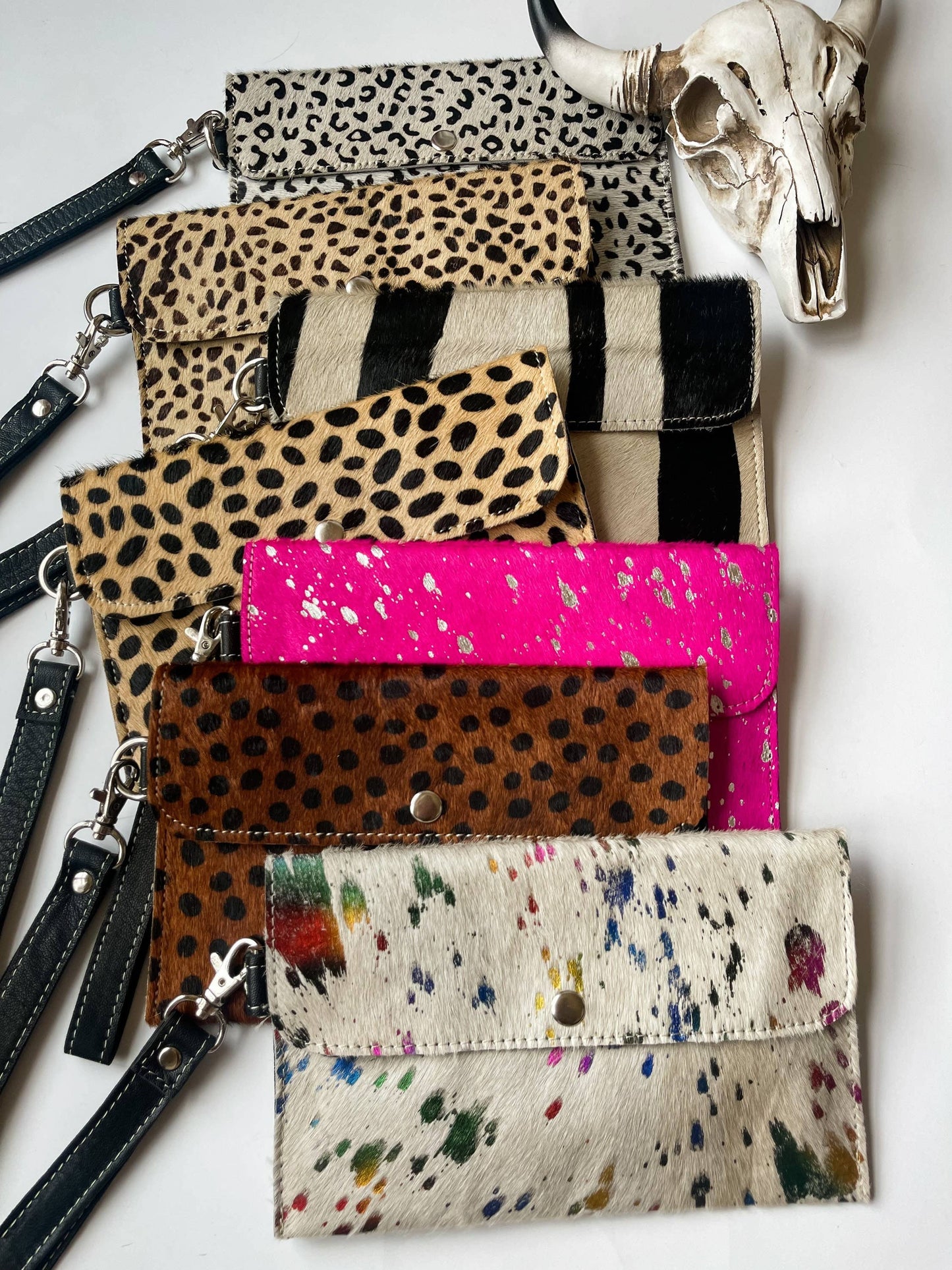 Boho Ranch Shop - Cowhide Wristlet Wallet Western Genuine HairOn Cowhide Bag - ZEBRA