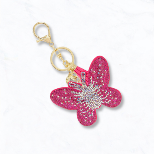 Suzie Q USA - Glittering Colorful Rhinestone Butterfly Keychain - Rose