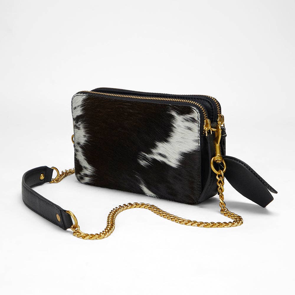 Myra Bag - Loyal West Shell Mini Purse In Black & White Cowhide - Single