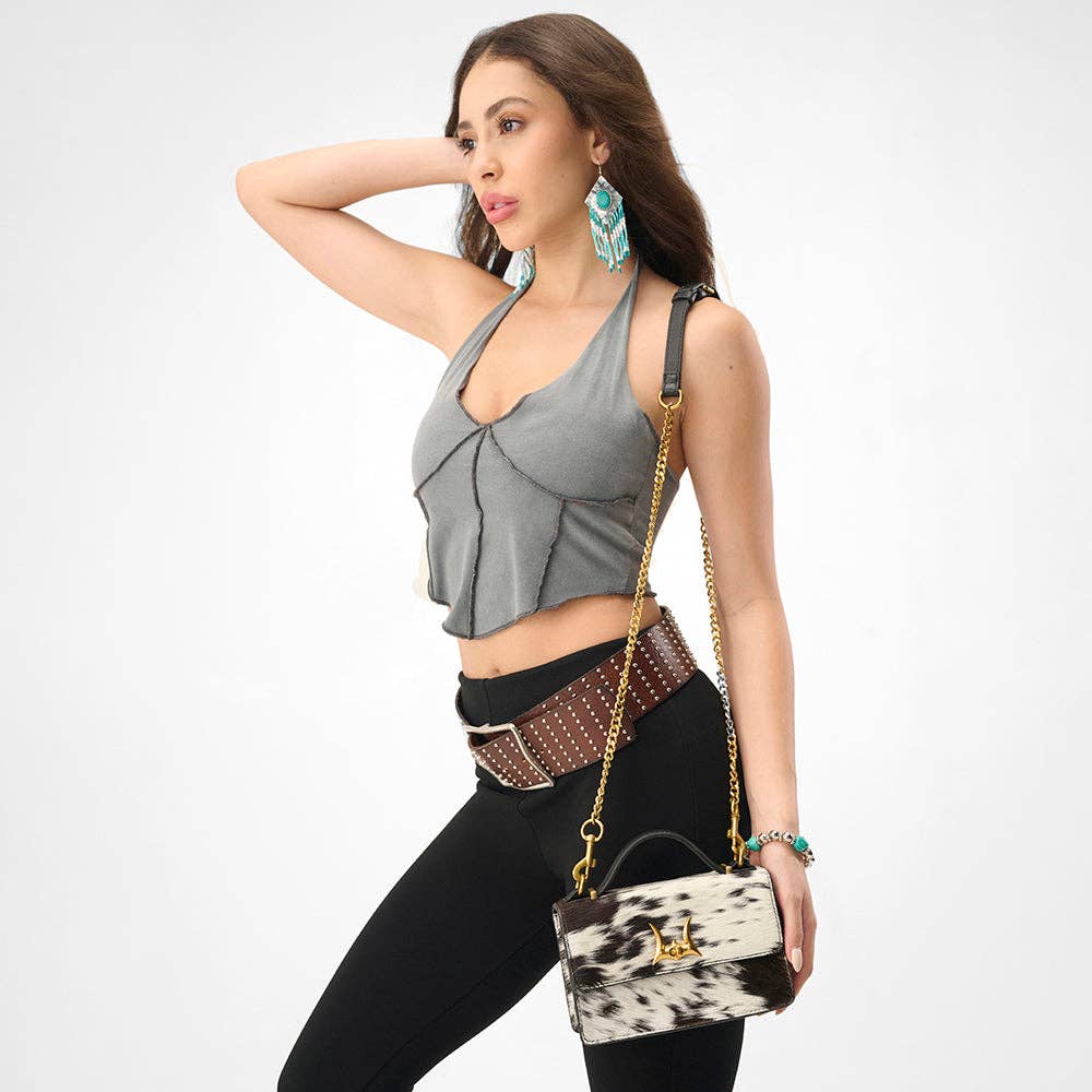 Myra Bag - Loyal West Valencia Leather Bag - Black & White Cowhide - Single