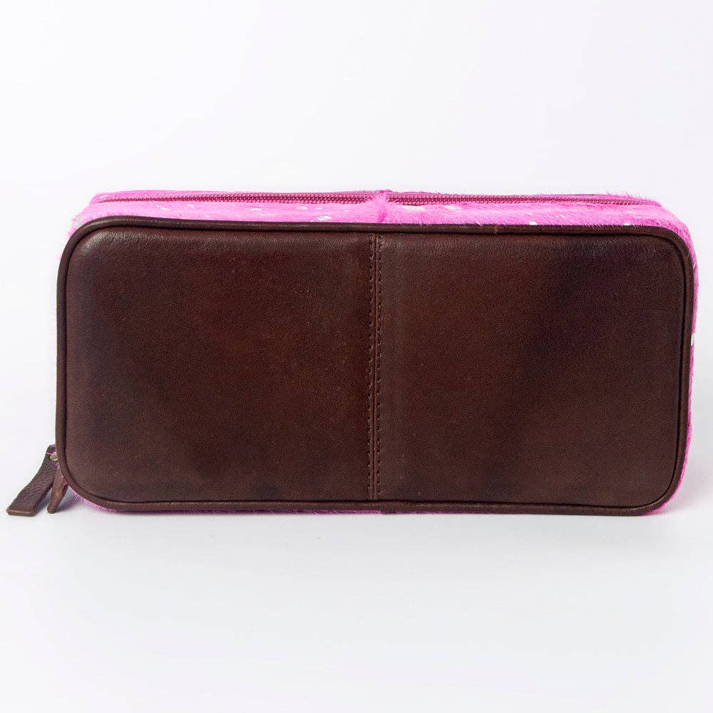 LS Western - ADBGA318 American Darling Pink Paint Splatter Hair-On Cowhide Jewelry case - ADBGA318D