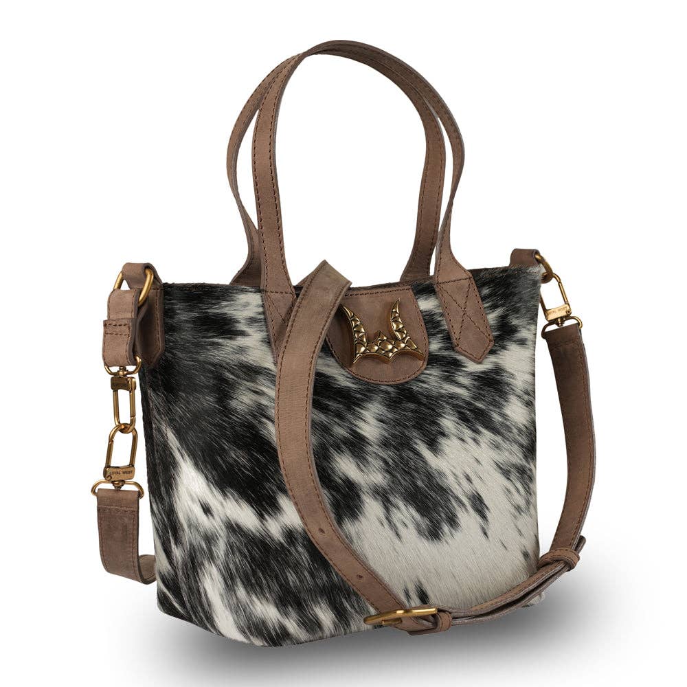 Myra Bag - Dakota Medium CrossBody - Black & White Cowhide - Black & White