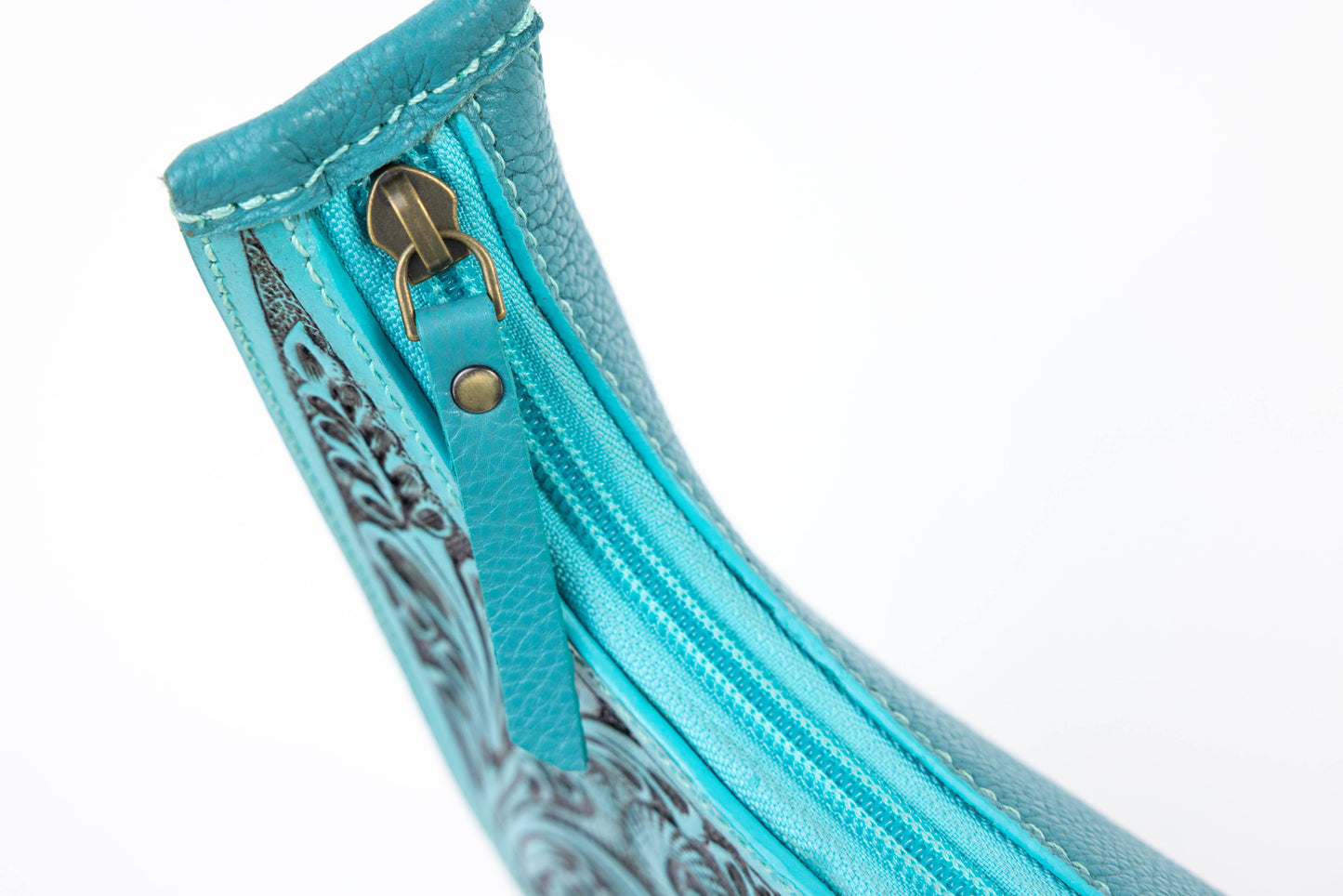 Turquoise Half-Moon Leather Shoulder Bag