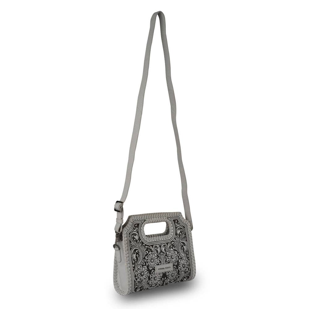Myra Bag - Handtooled Alma Medium Handbag - Ivory Dust - Ivory Dust