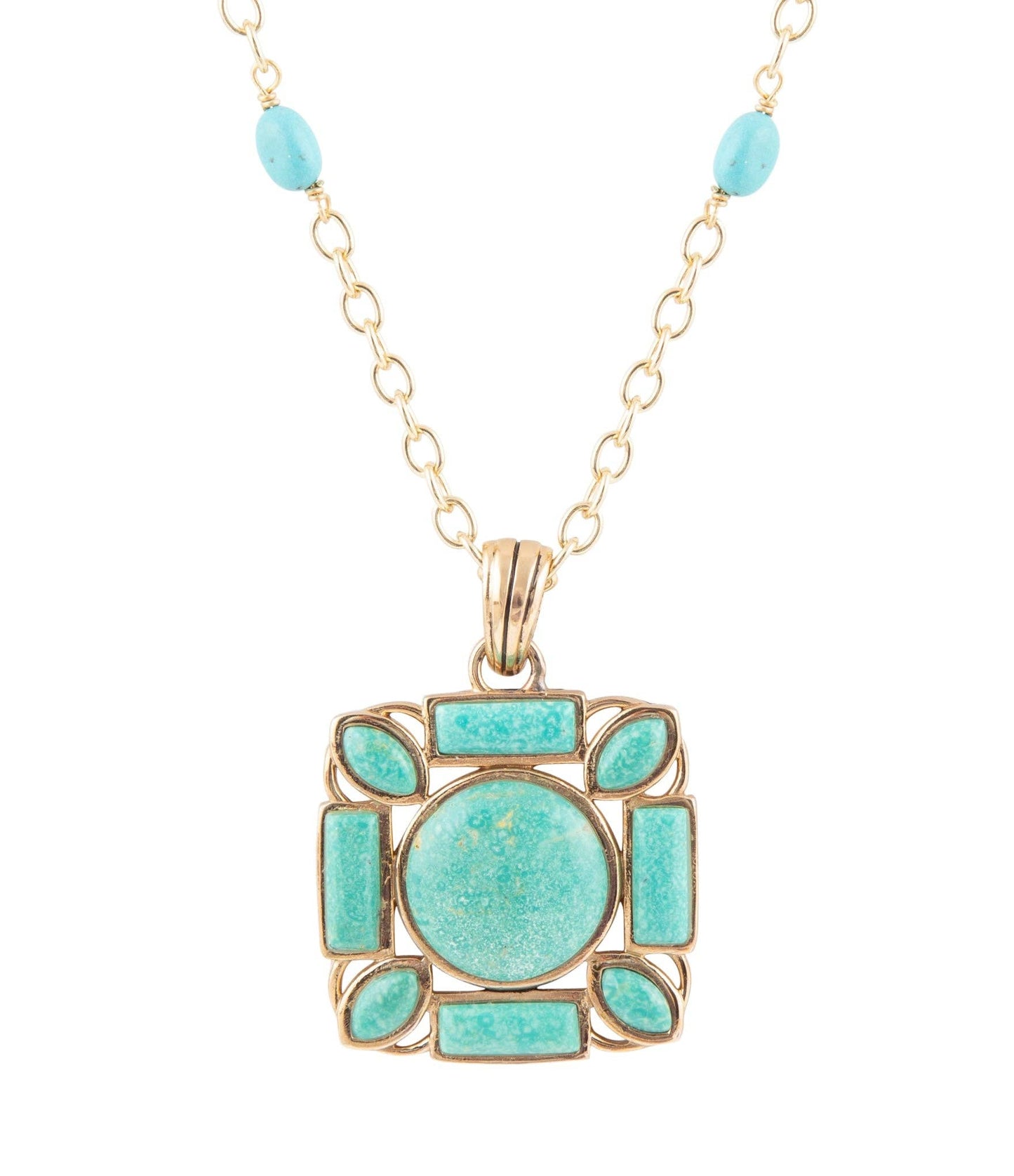 Barse Jewelry - Squared Up Green Turquoise Pendant Necklace