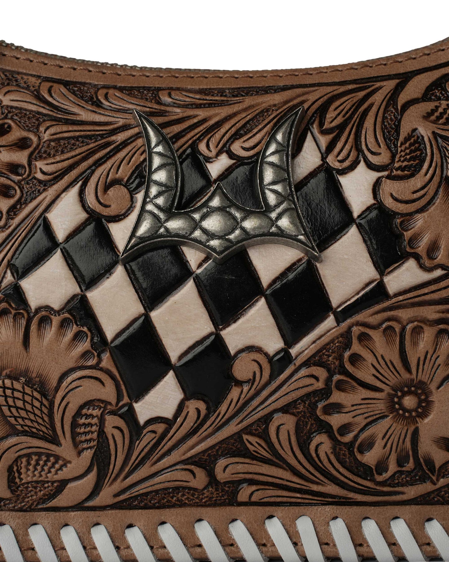Loyal West - HANDTOOLED DANNIA MEDIUM PURSE – CHECKERED EDITION