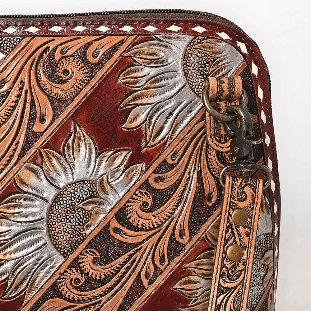 American Darling Hand Tooled Crossbody Bag | Sunflower Western Purse - ADBG1719A
