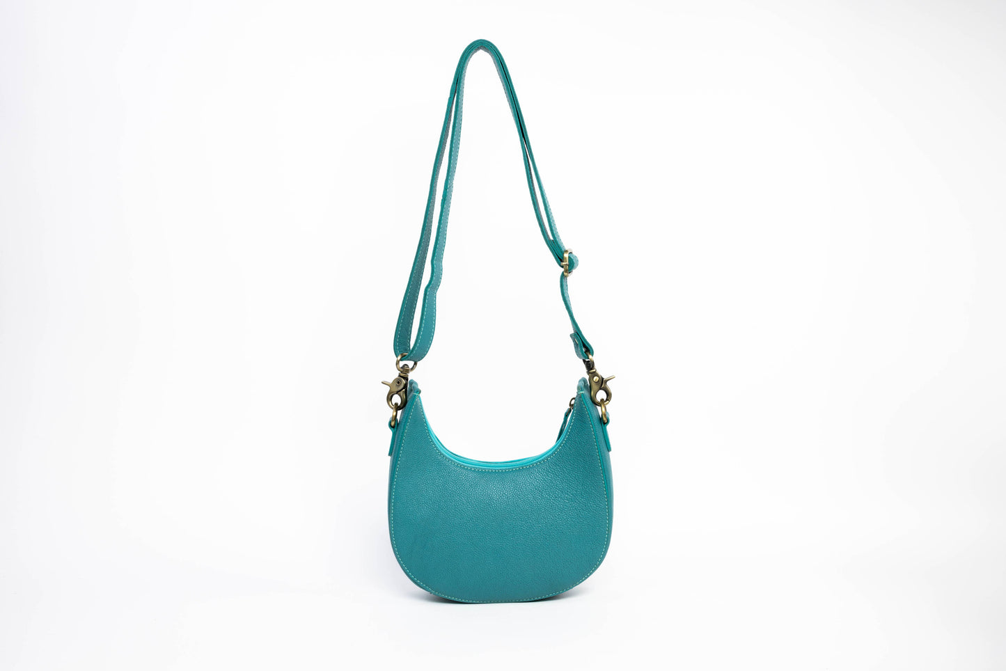 Turquoise Half-Moon Leather Shoulder Bag