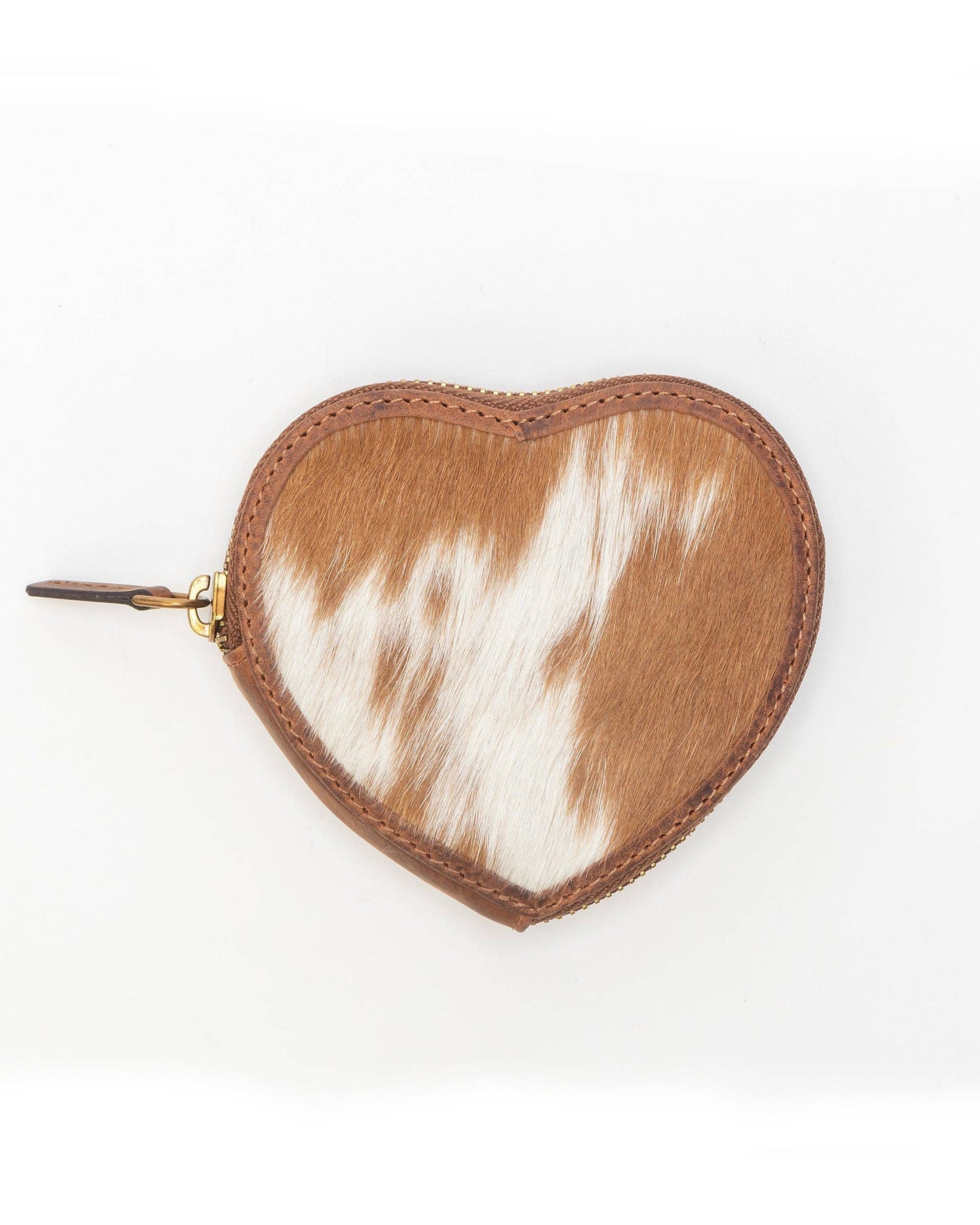 Myra Bag - Cupid Coin Pouch In Brown & White Cowhide