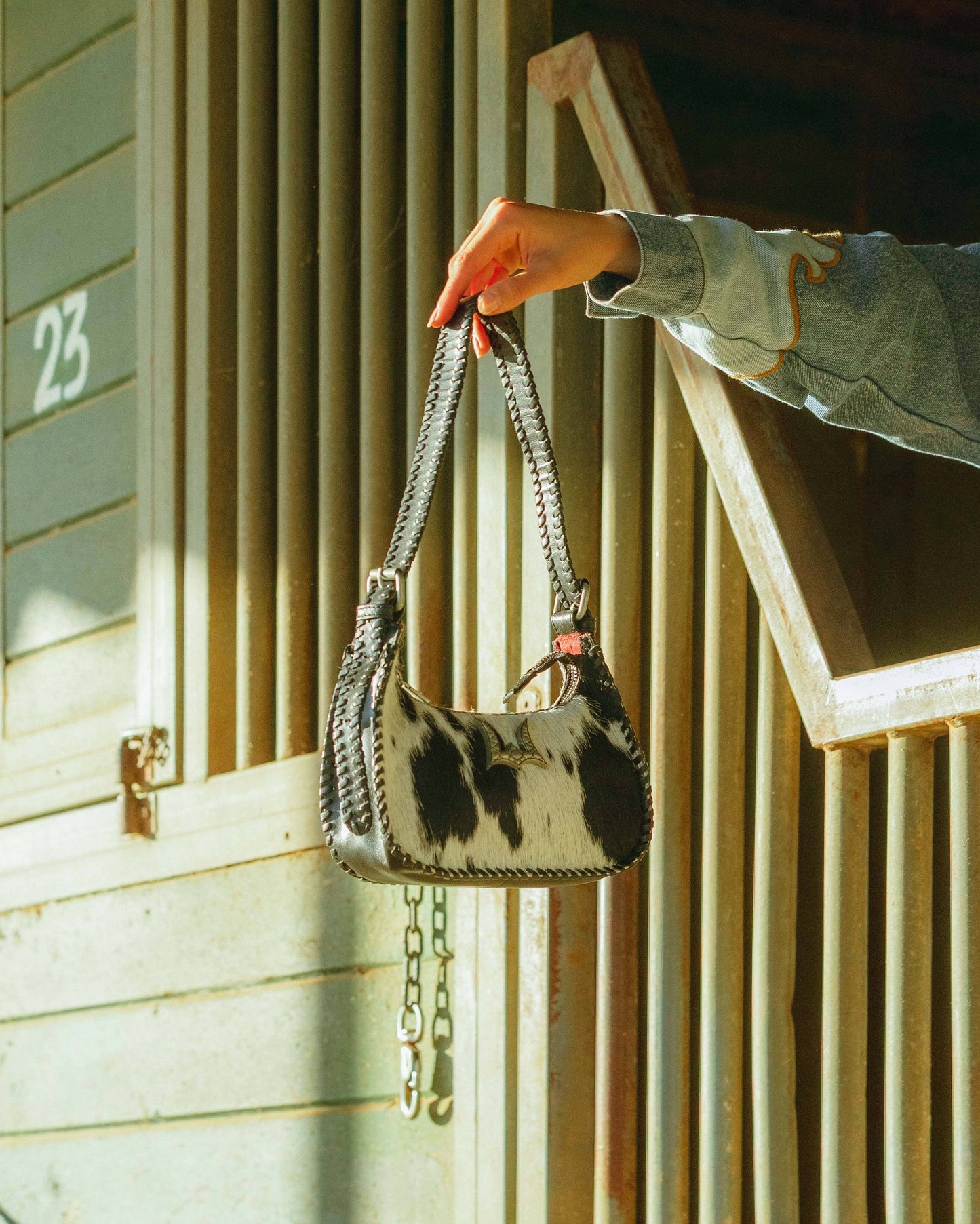 Loyal West - Dannia Medium Purse In Black & White Cowhide