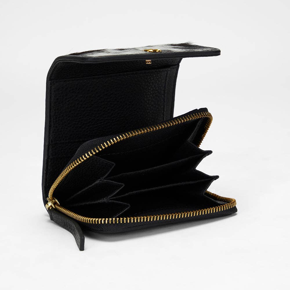 Myra Bag - Loyal West Sophia Card Holder In Black & White Cowhide - Single