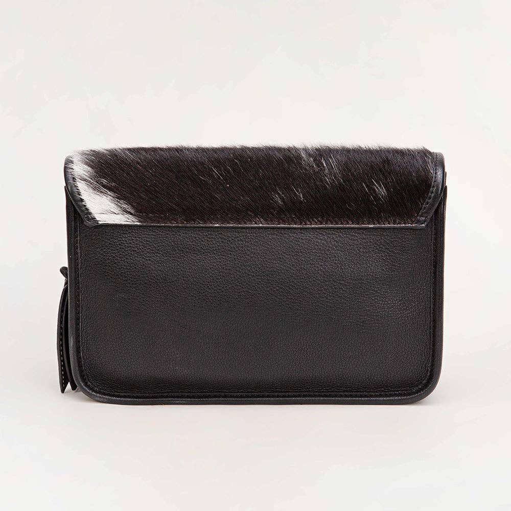 Myra Bag - Loyal West Shell Medium Purse Black And White - Black And White Cowhide And Calfskin / Single