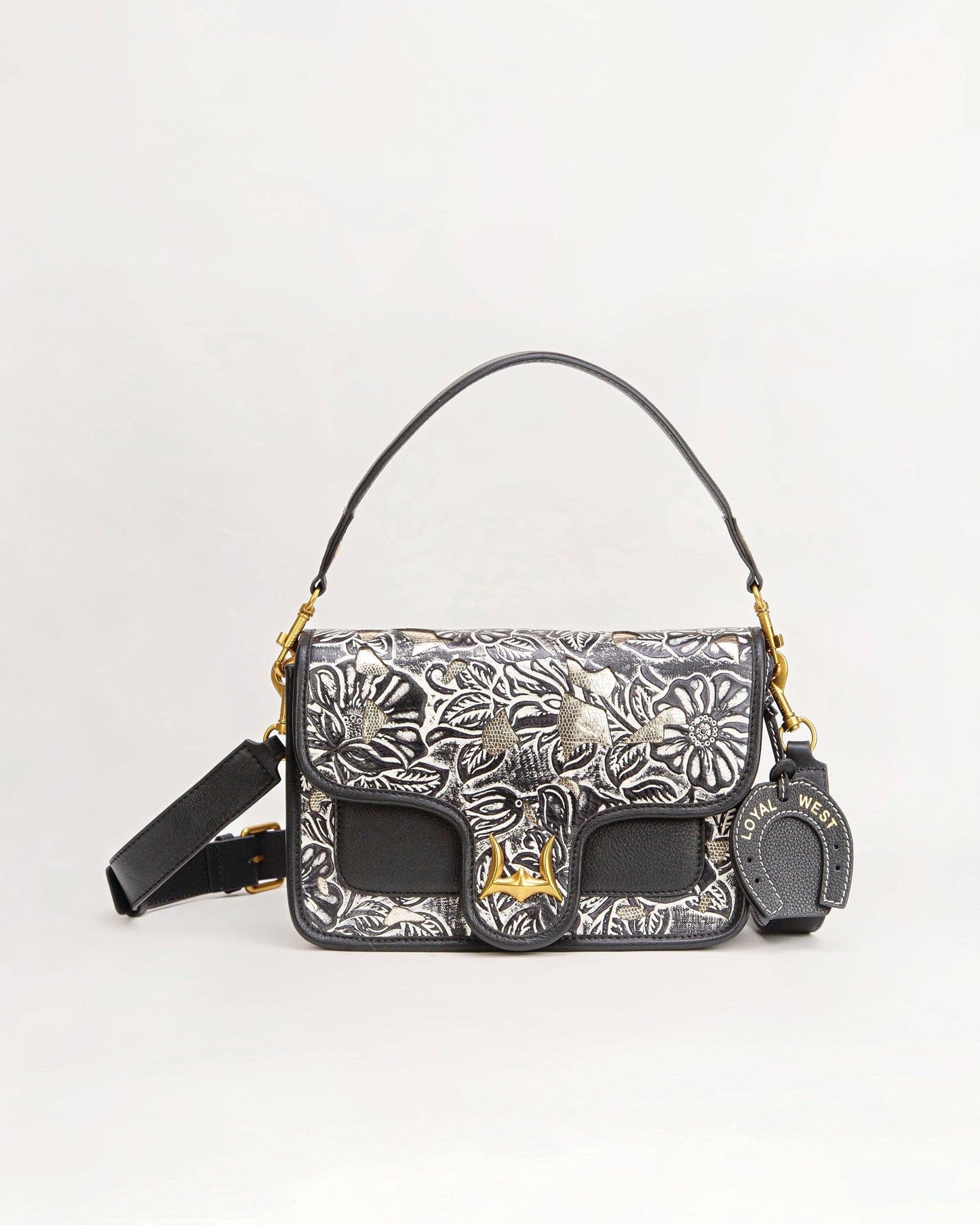 Myra Bag - Loyal West Shell Medium Purse Black And White - Black And White Cowhide And Calfskin / Single