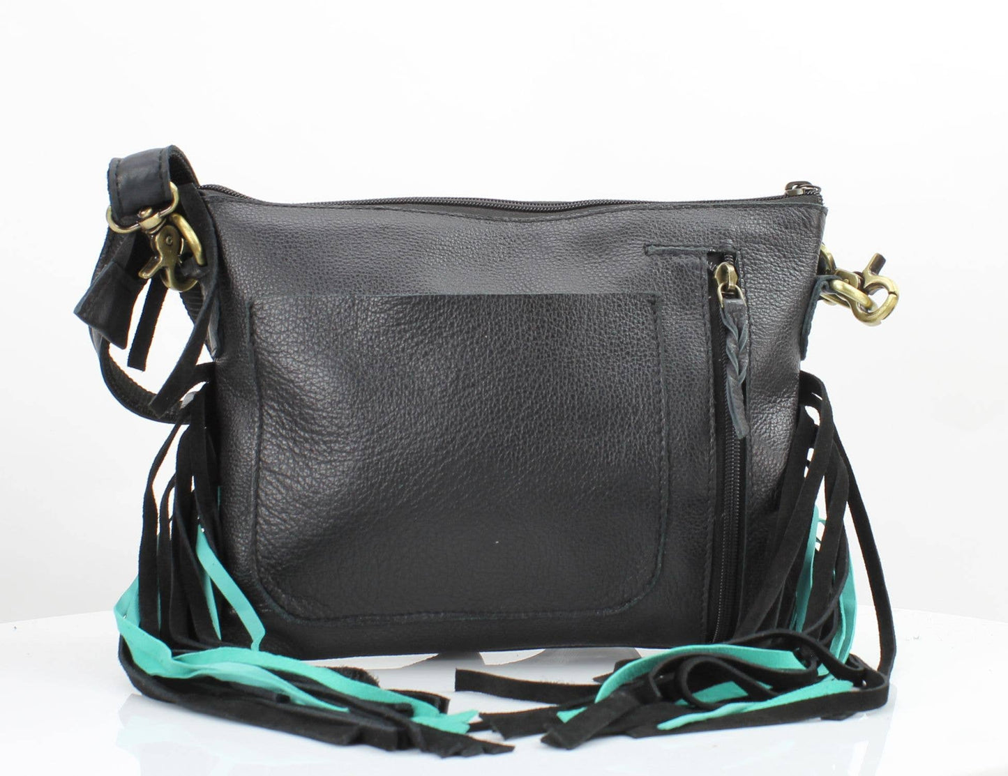 Fringe Concho Crossbody w/ Turquoise Accents
