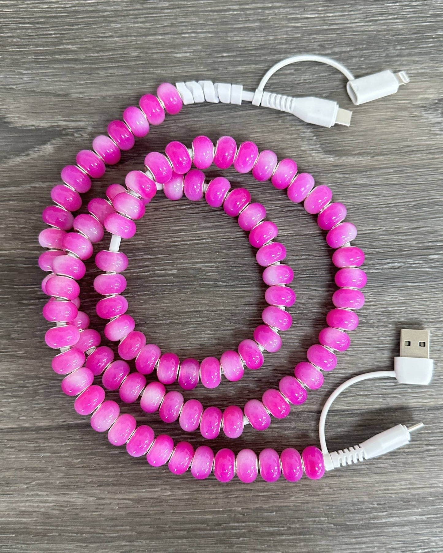 DESHENG ENTERPRISE -  WESTERN BEADED PHONE CHARGER CUTE USB XHARGING CABL 4-IN-1  - Purple