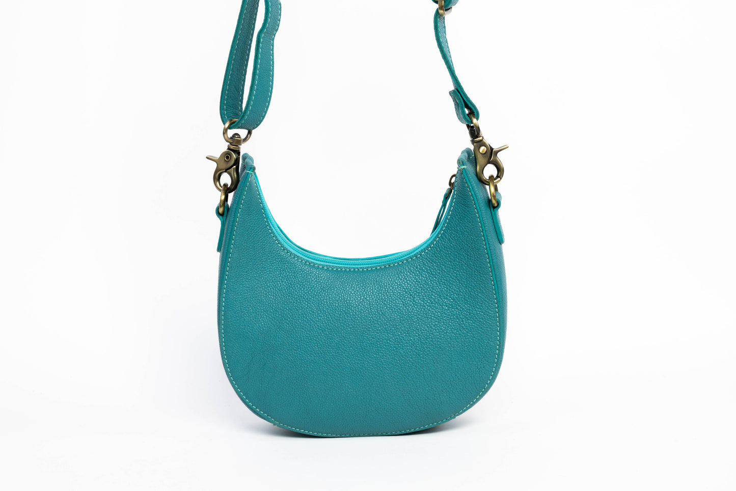 Turquoise Half-Moon Leather Shoulder Bag