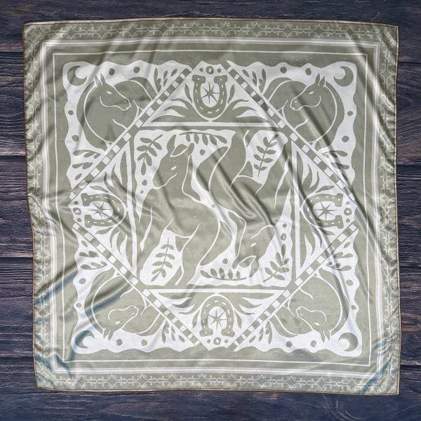 HORSES PRINT SILK WILD RAG 36X36 (Copy) - Sage/Ivory