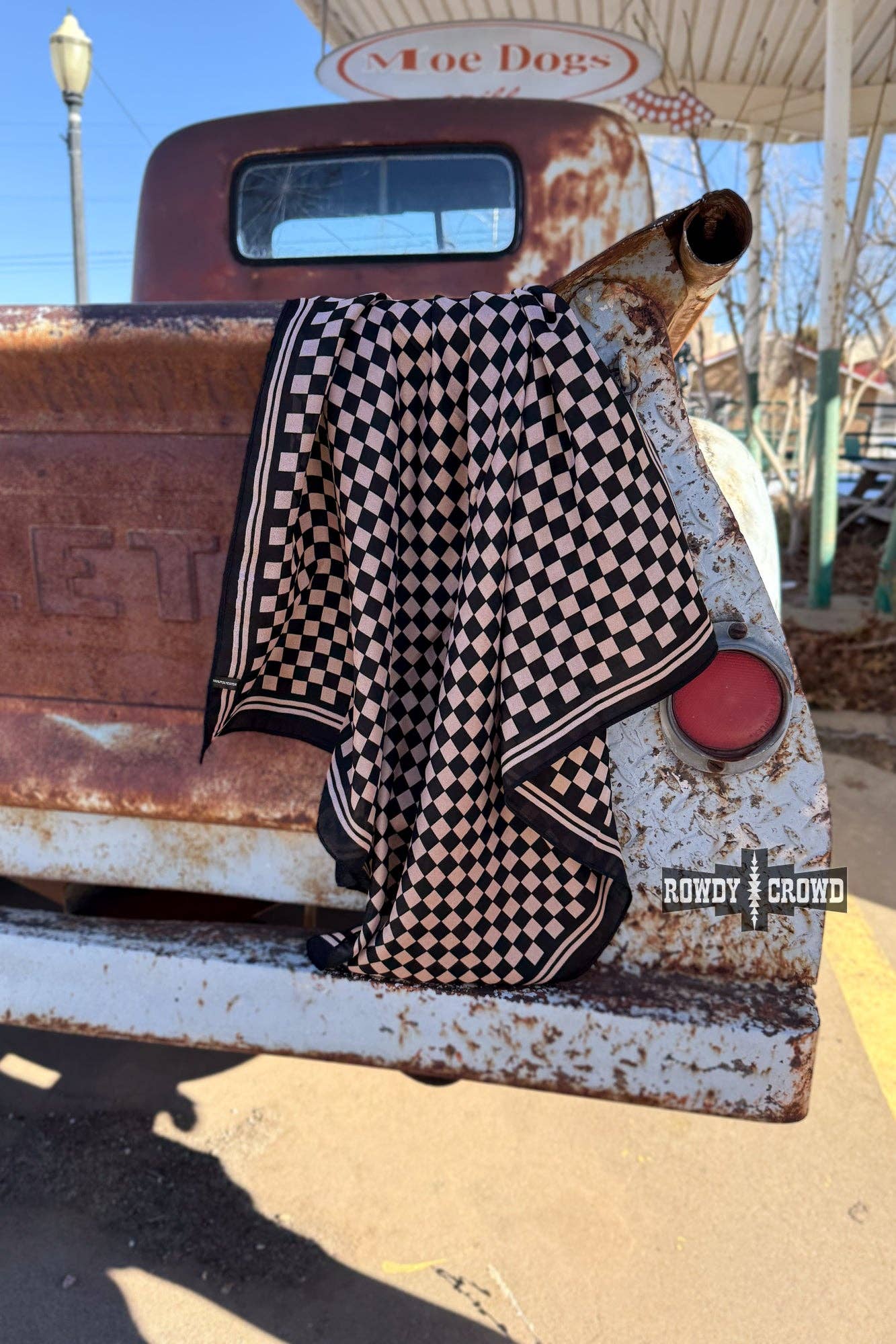 Rowdy Crowd Clothing - SMALL Tan Checkered Out Wild Rag/ Scarf