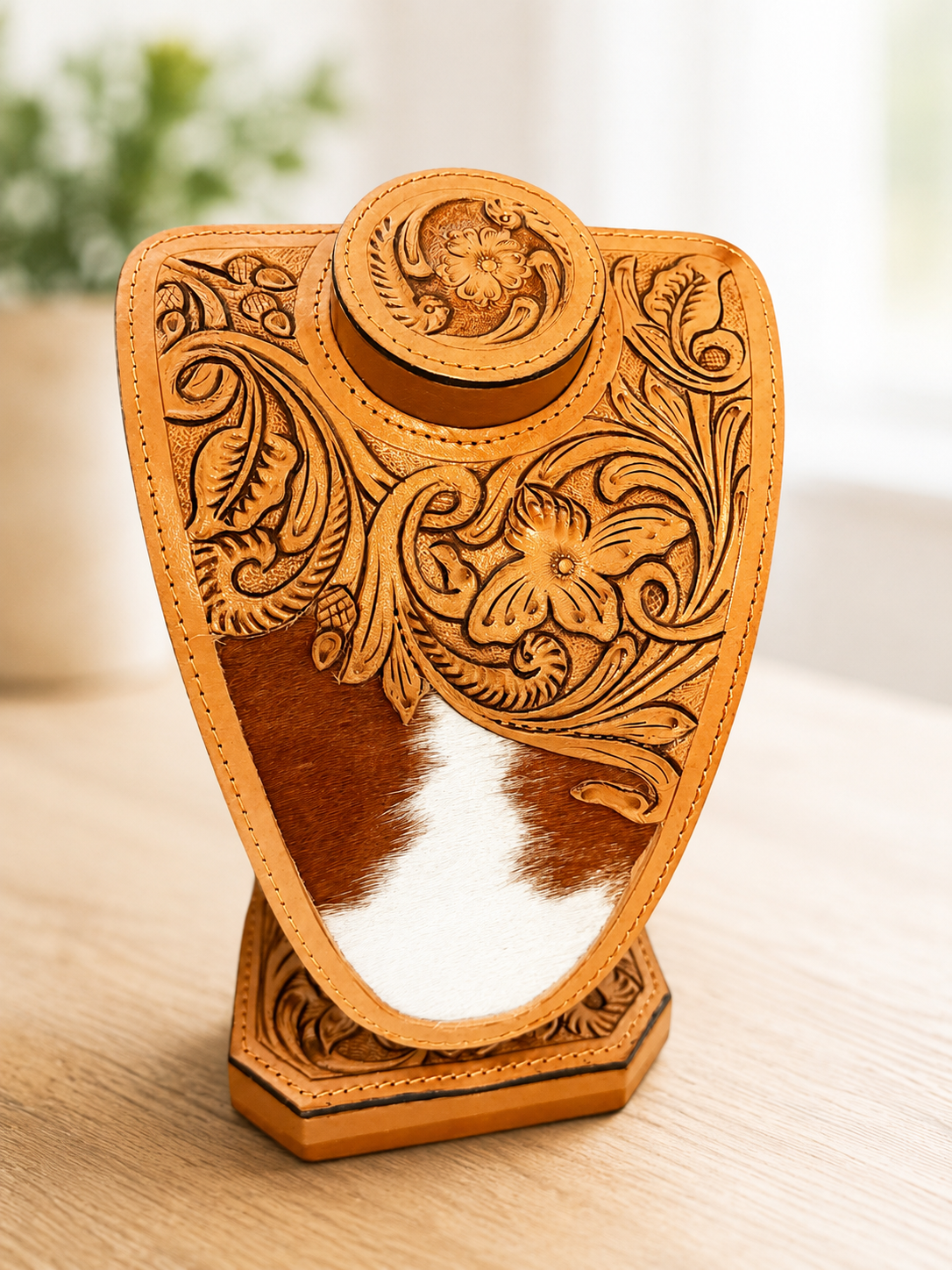 Tooled necklace bust