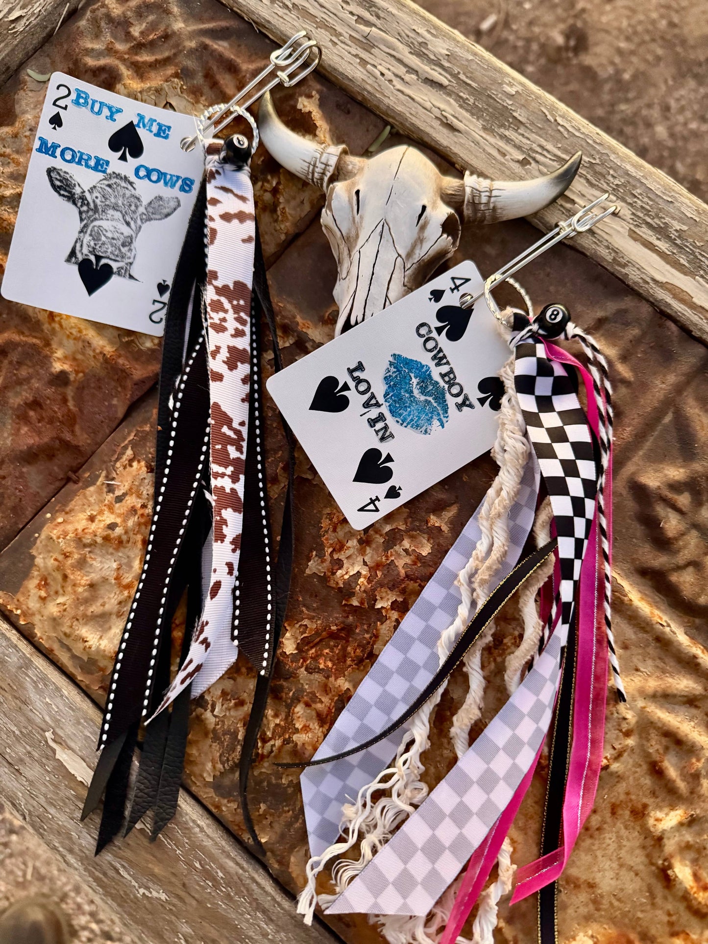 Wild Hancock Creations - Western Keychain/Fringe Keychain/Purse Accessory - BUY ME MORE COWS