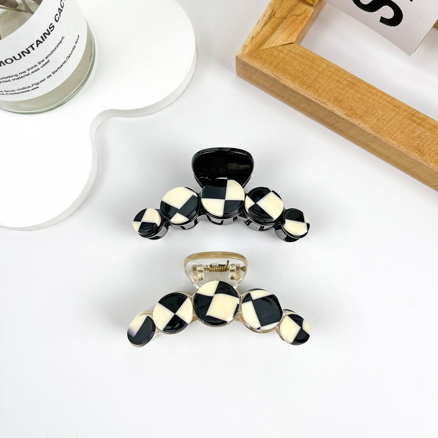 mildstyles - Simple black and white checkerboard hair clip - B